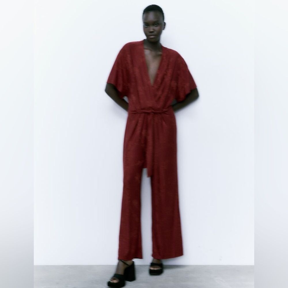 ZARA LONG JACQUARD JUMPSUIT - Picture 6 of 13